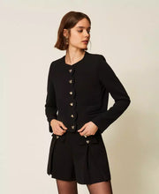 Load image into Gallery viewer, Twinset Crepe Jacket with Heart Buttons in Black