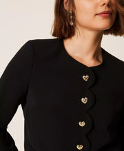 Load image into Gallery viewer, Twinset Crepe Jacket with Heart Buttons in Black