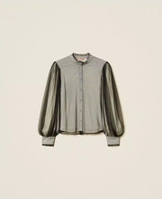 Load image into Gallery viewer, Twinset Crêpe de Chine Blouse with Plumetis Tulle