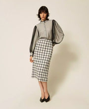 Load image into Gallery viewer, Twinset Crêpe de Chine Blouse with Plumetis Tulle