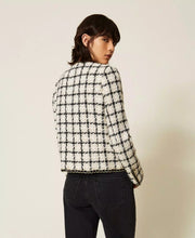 Load image into Gallery viewer, Twinset Bouclé Jacket in Grey/Black/Gold Check