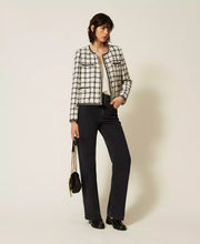 Load image into Gallery viewer, Twinset Bouclé Jacket in Grey/Black/Gold Check