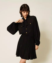 Load image into Gallery viewer, Twinset Short Dress with Knitted Skirt in Black