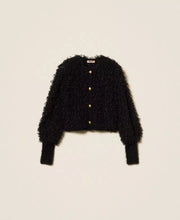 Load image into Gallery viewer, Twinset Fur-like Knit Jacket in Black