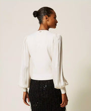 Load image into Gallery viewer, Twinset Crossover Sweater in Mother of Pearl