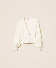 Load image into Gallery viewer, Twinset Crossover Sweater in Mother of Pearl