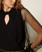 Load image into Gallery viewer, Twinset Tulle Sleeve Sweater in Black