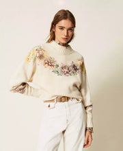 Load image into Gallery viewer, Twinset Floral Print Sweater in Mother of Pearl