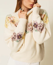 Load image into Gallery viewer, Twinset Floral Print Sweater in Mother of Pearl