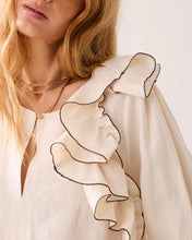 Load image into Gallery viewer, Summun Ruffle Blouse in Cream