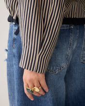 Load image into Gallery viewer, Summum Striped Blouse in Taupe/Black