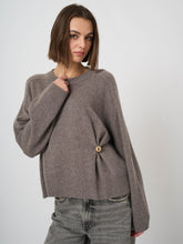 Load image into Gallery viewer, Repeat Cashmere Italian Lambswool Side Button Sweater in Concrete