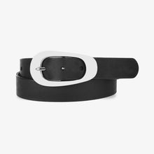Load image into Gallery viewer, Brave Leather Zya Belt in Smooth Black with Silver