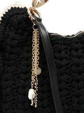 Load image into Gallery viewer, Twinset Crochet Croissant Bag in Black/Parchment