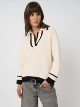 Load image into Gallery viewer, Repeat Cotton Polo Sweater in Cream