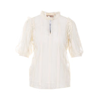Load image into Gallery viewer, Twinset Short Sleeve Lace Blouse in Madreperla