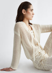 LIU JO Crochet Sweater in Bianco