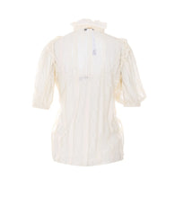 Load image into Gallery viewer, Twinset Short Sleeve Lace Blouse in Madreperla