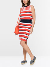 Load image into Gallery viewer, Marc Cain Striped Knit Top in Bright Tomato
