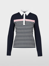Load image into Gallery viewer, Marc Cain Ribbed Polo Top in Navy