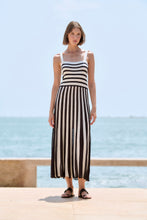Load image into Gallery viewer, Sita Murt Midi Listed Dress in Navy/Cream
