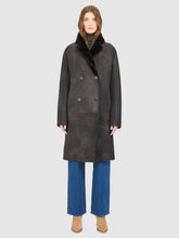 Load image into Gallery viewer, HiSO Elle Reversible Shearling Coat in Black Vintage