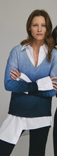 Load image into Gallery viewer, Autumn Cashmere Ombre Print Distressed Edge Sweater in Raw Denim Combo
