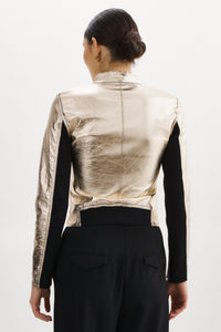 LAMARQUE Chapin Reversible Leather Jacket in Black/Rose Gold