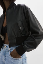 Load image into Gallery viewer, LAMARQUE Vegan Leather Bomber in Black
