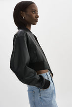 Load image into Gallery viewer, LAMARQUE Vegan Leather Bomber in Black
