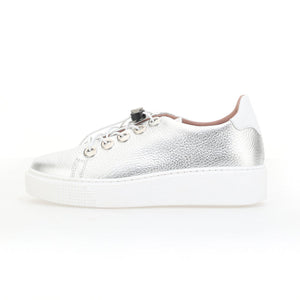 Mjus Lace Up Sneakers in Argento/Bianco