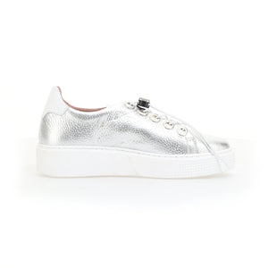 Mjus Lace Up Sneakers in Argento/Bianco