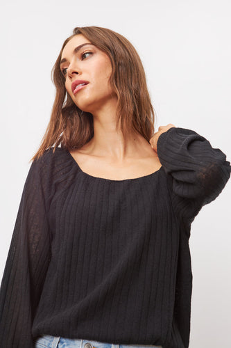 Line The Label Maisie Top in Caviar