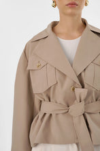 Load image into Gallery viewer, LAMARQUE Quinn Cropped Trench Coat in Khaki
