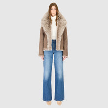 Load image into Gallery viewer, HiSO Toska Reversible Shearling Coat in Taupe Brisa