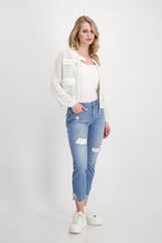 Load image into Gallery viewer, Monari Cotton Mesh Zip Cardigan in White
