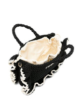 Load image into Gallery viewer, Twinset Crochet Shoulder Bag in Black/Cream
