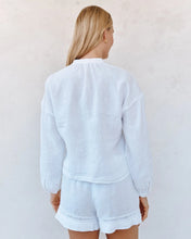 Load image into Gallery viewer, Bella Dahl Mandarin Collar Trimmed Button Down Shirt in White