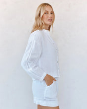 Load image into Gallery viewer, Bella Dahl Mandarin Collar Trimmed Button Down Shirt in White
