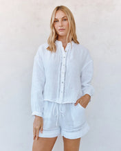 Load image into Gallery viewer, Bella Dahl Mandarin Collar Trimmed Button Down Shirt in White
