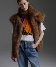 Load image into Gallery viewer, Molliolli Etoil Collar Faux Fur Vest in Wild Brown