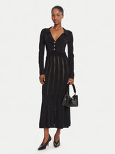 Load image into Gallery viewer, Twinset Ribbed Knit Midi Dress in Black
