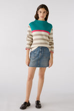 Load image into Gallery viewer, Oui Stripped Sweater in Stone/Green
