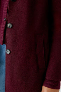 Oui Mayson Boiled Wool Coat in Bramble Berry