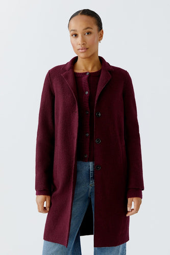 Oui Mayson Boiled Wool Coat in Bramble Berry