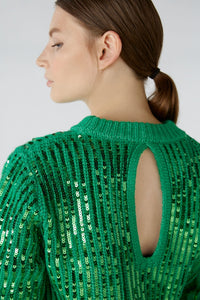 Oui Sequin Sweater in Green