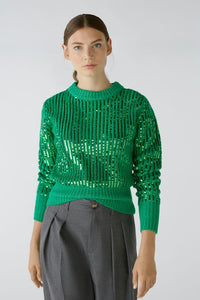 Oui Sequin Sweater in Green