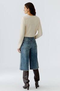 Oui Cardigan in Off White Melange