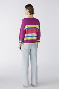 Oui Stripe Sweater in Grape/Green