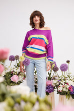 Load image into Gallery viewer, Oui Stripe Sweater in Grape/Green
